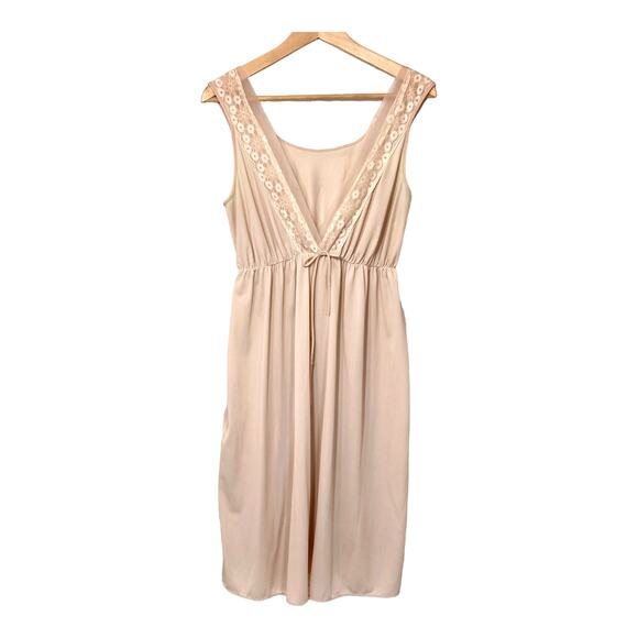 Vintage 1960's Beige Night Gown Lace & Chiffon Front Detail Empire Waist Size S - Picture 6 of 9